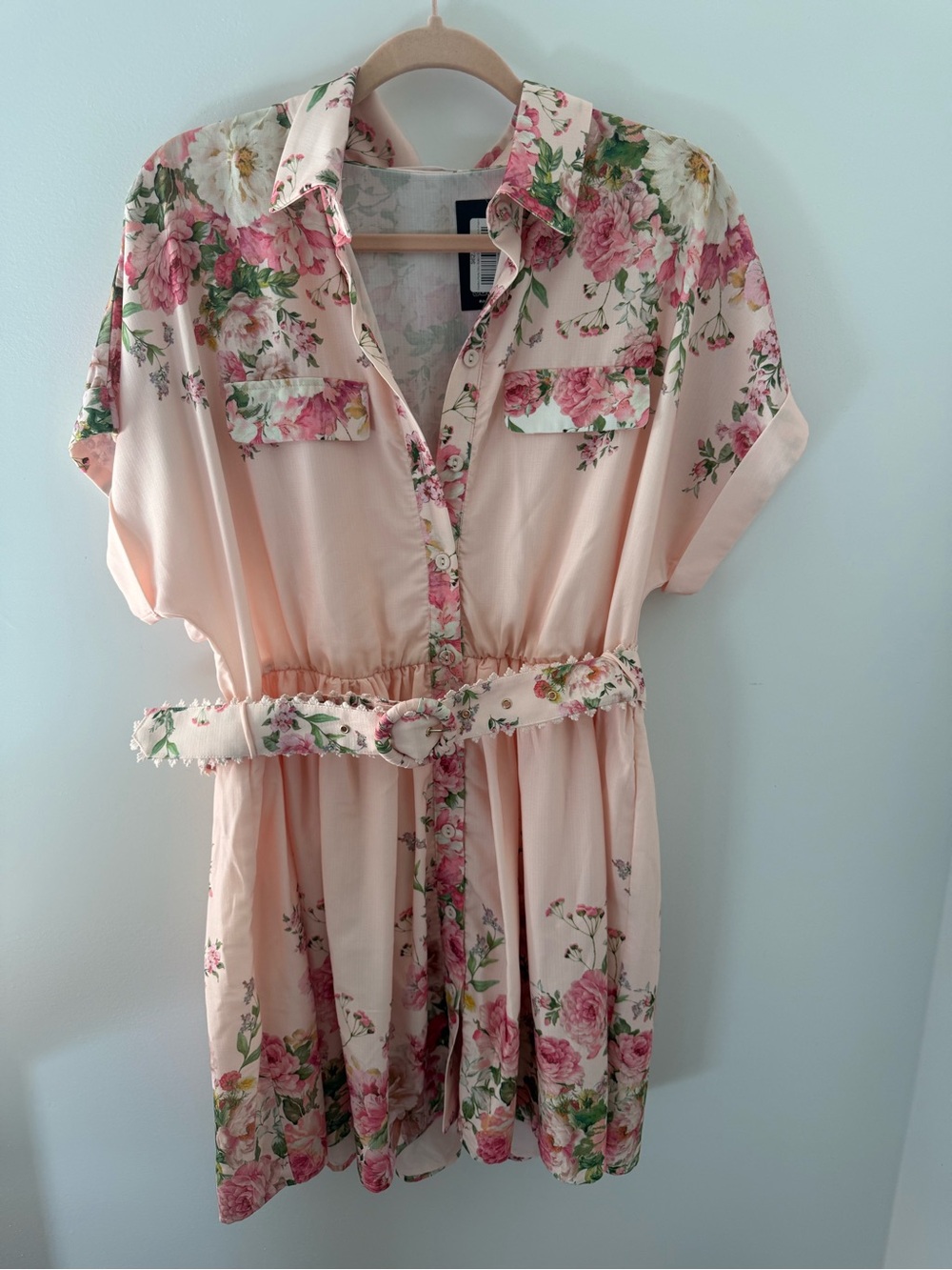 Floral Mini Dress in Blush Pink